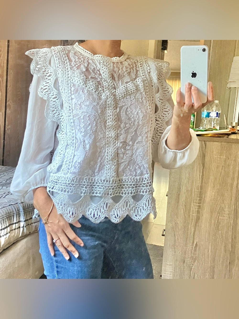 Alice Blue Lace overlay blouse